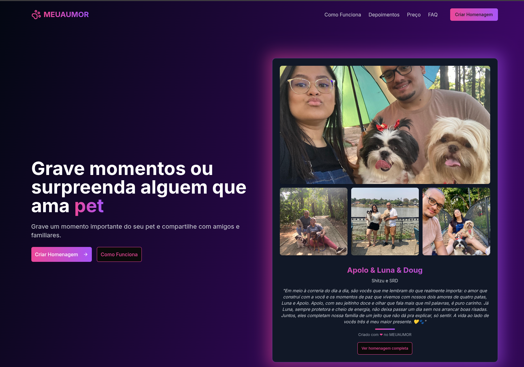 Projeto MeuAumor - O MEUAUMOR é uma plataforma emocional e interativa...